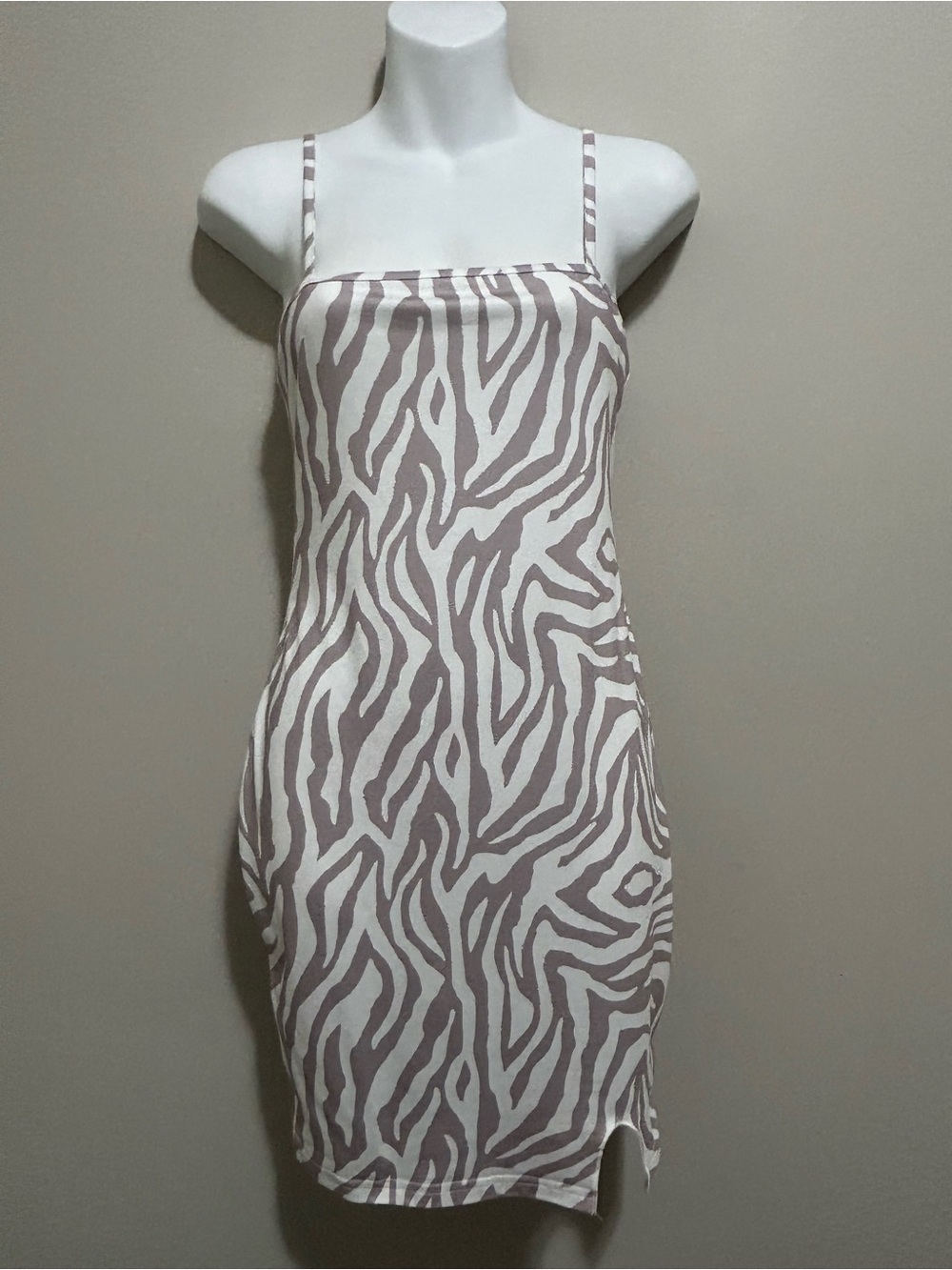 Beige/White Zebra Bodycon Dress